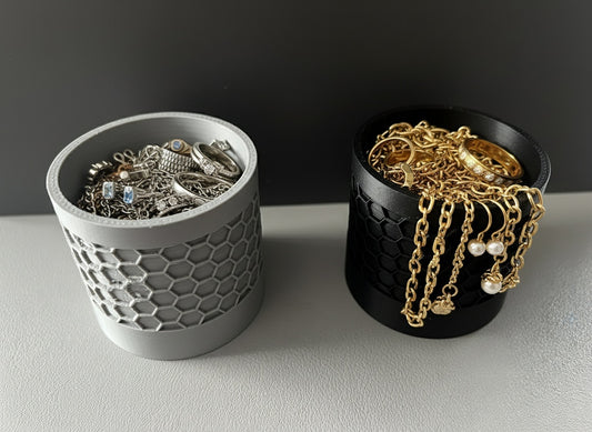 Aufbewahrungsdose Wabenmuster aus umweltfreundlichem 3D Druck, Schmuckbox, Pillendose, Organizer, Bad, Schlafzimmer, Modern, Geschenkidee