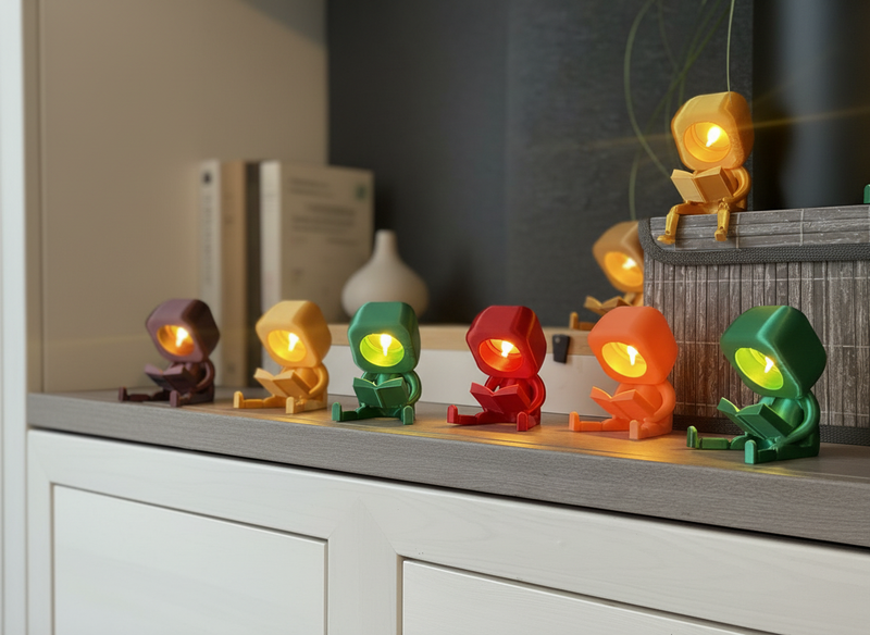 Club des compagnons lecteurs – en impression 3D écologique, figurines décoratives en set ou à l'unité, cadeau pour les amoureux des livres, veilleuse