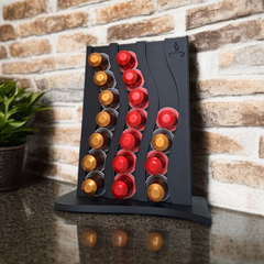 Support à capsules Nespresso pour 21 capsules en impression 3D écologique – Support à capsules vertical – Coin café cuisine – blanc noir beige