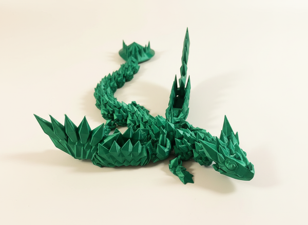 Glänzender grüner Drachen aus umweltfreundlichem 3D Druck– flexibles Deko-Highlight, Geschenkidee & Sammlerstück,  Spielzeug, Drache