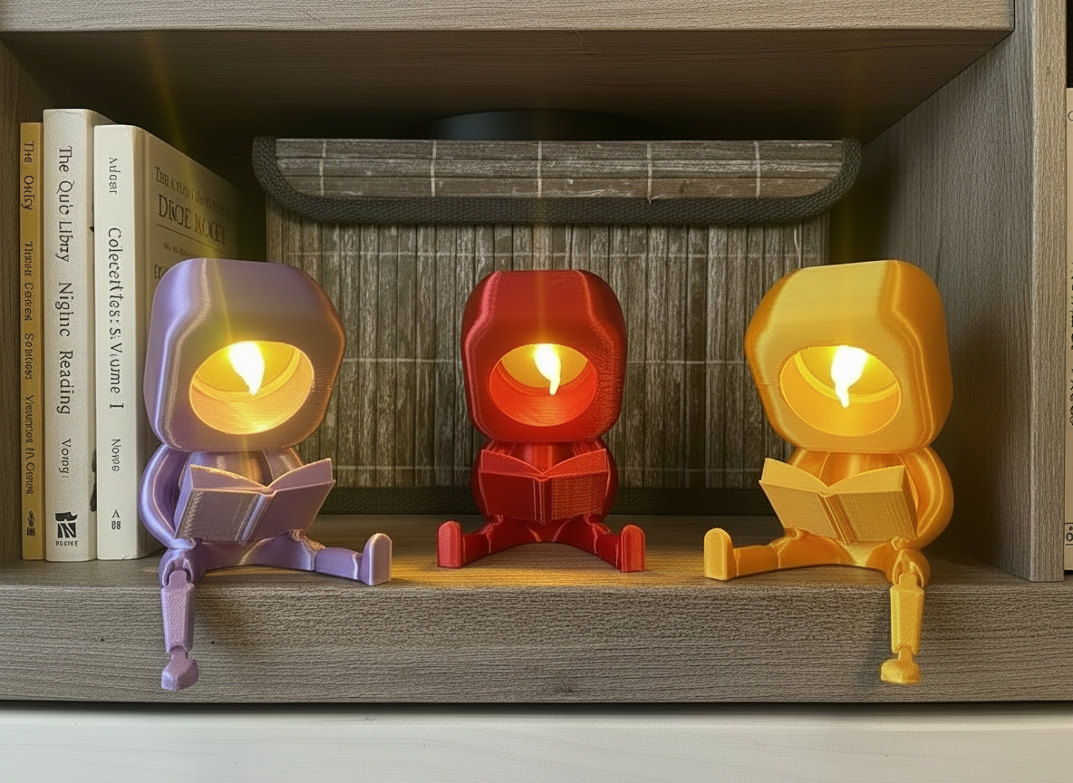 Club der lesenden Gefährten – aus umweltfreundlichem 3D- Druck, Dekofiguren im Set oder einzeln, Geschenk für Buchliebhaber, Nachtlicht