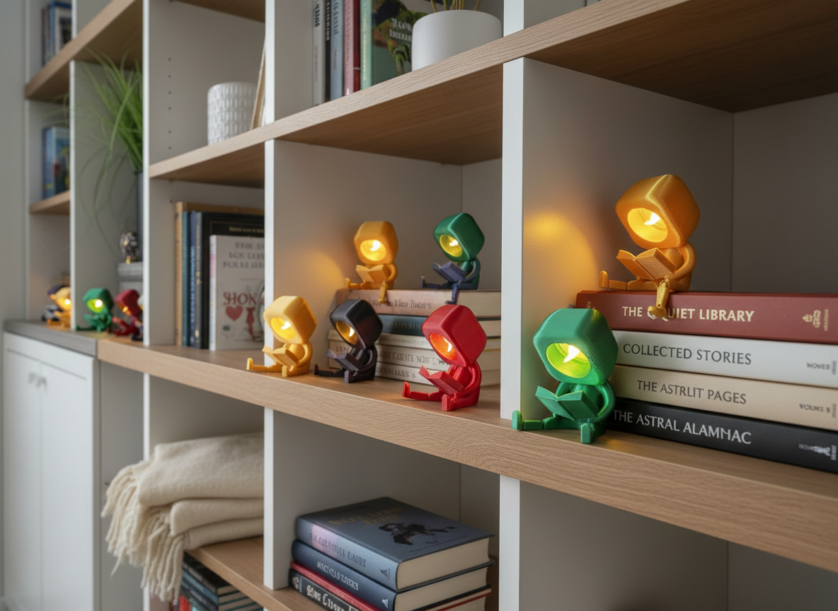 Club der lesenden Gefährten – aus umweltfreundlichem 3D- Druck, Dekofiguren im Set oder einzeln, Geschenk für Buchliebhaber, Nachtlicht