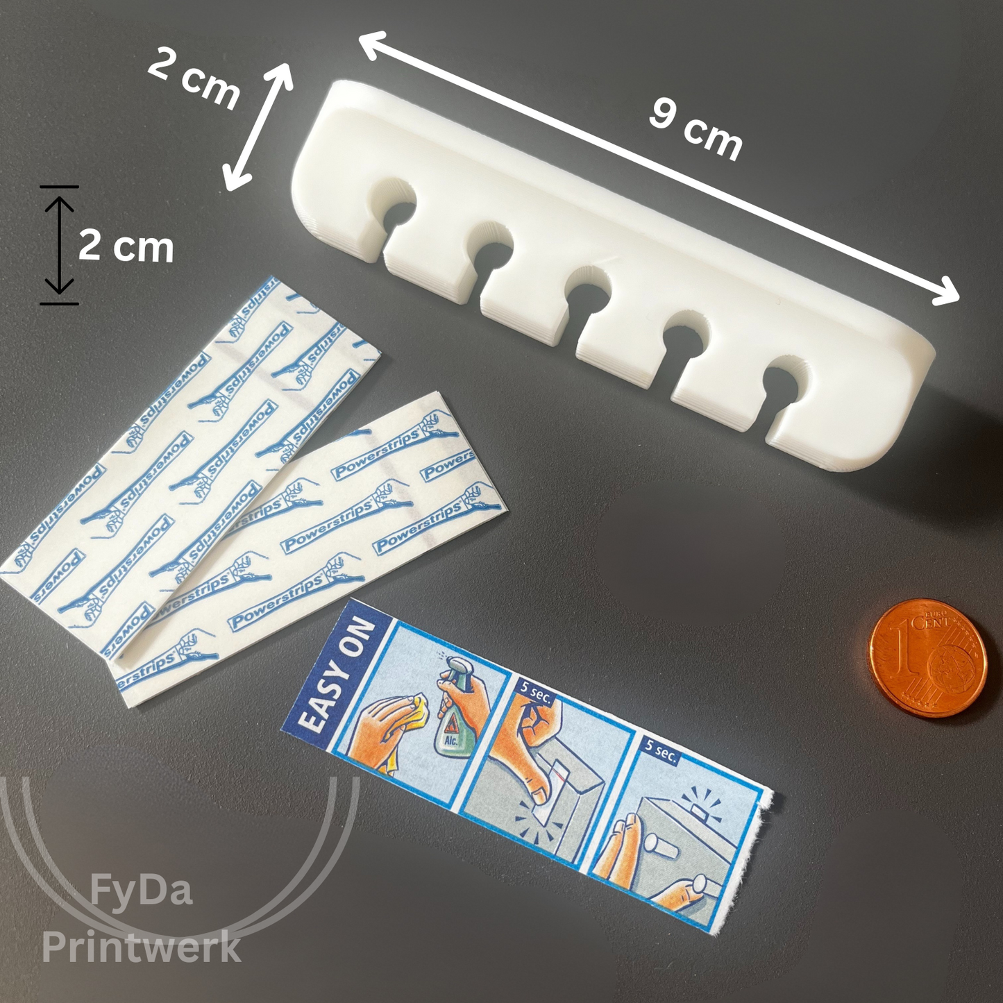 Kabelorganisierer aus umweltfreundlichem 3D‑Druck – Kabelhalter 5‑fach – Schreibtisch Kabelmanagement – mit Gratis Stripes – FyDa Printwerk