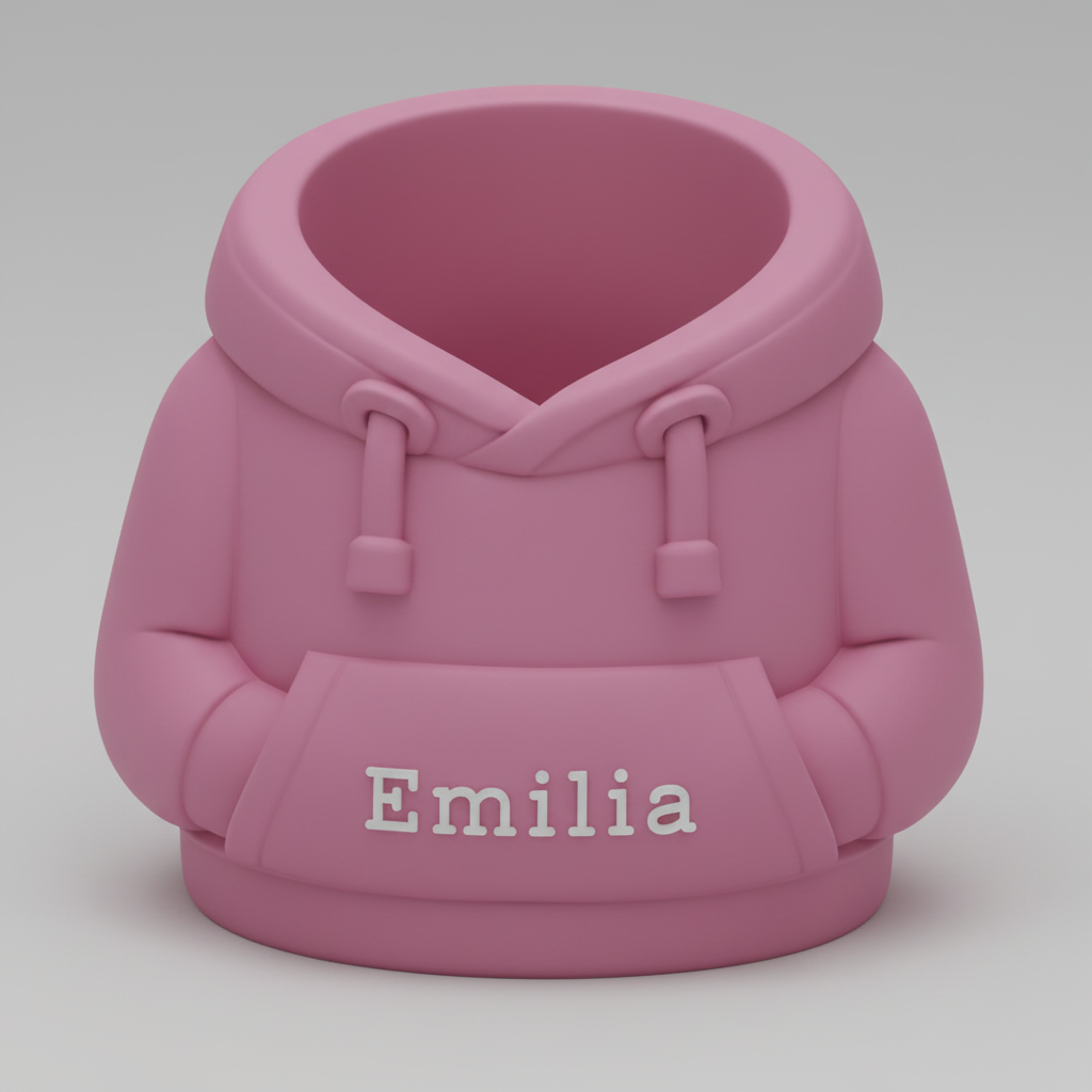 Personalisierter Hoodie Stiftehalter mit Name – 3D gedruckter Schreibtisch Organizer