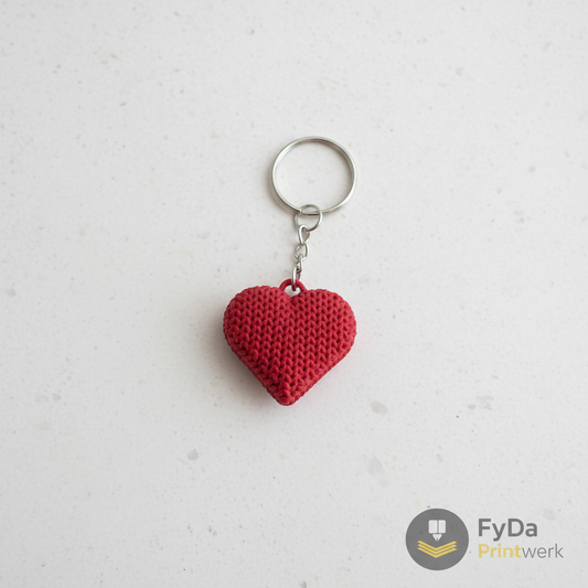 Herz Schlüsselanhänger aus umweltfreundlichem 3D Druck mit Strickoptik – einzeln oder 2er Set, Geschenkidee, Partnergeschenk, FyDa Printwerk