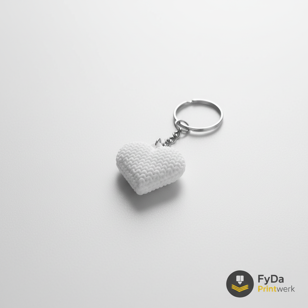 Herz Schlüsselanhänger aus umweltfreundlichem 3D Druck mit Strickoptik – einzeln oder 2er Set, Geschenkidee, Partnergeschenk, FyDa Printwerk