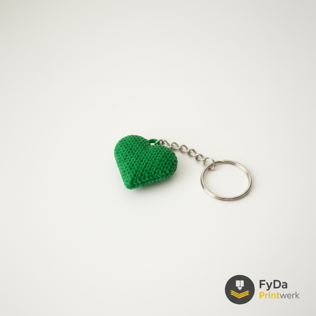 Herz Schlüsselanhänger aus umweltfreundlichem 3D Druck mit Strickoptik – einzeln oder 2er Set, Geschenkidee, Partnergeschenk, FyDa Printwerk