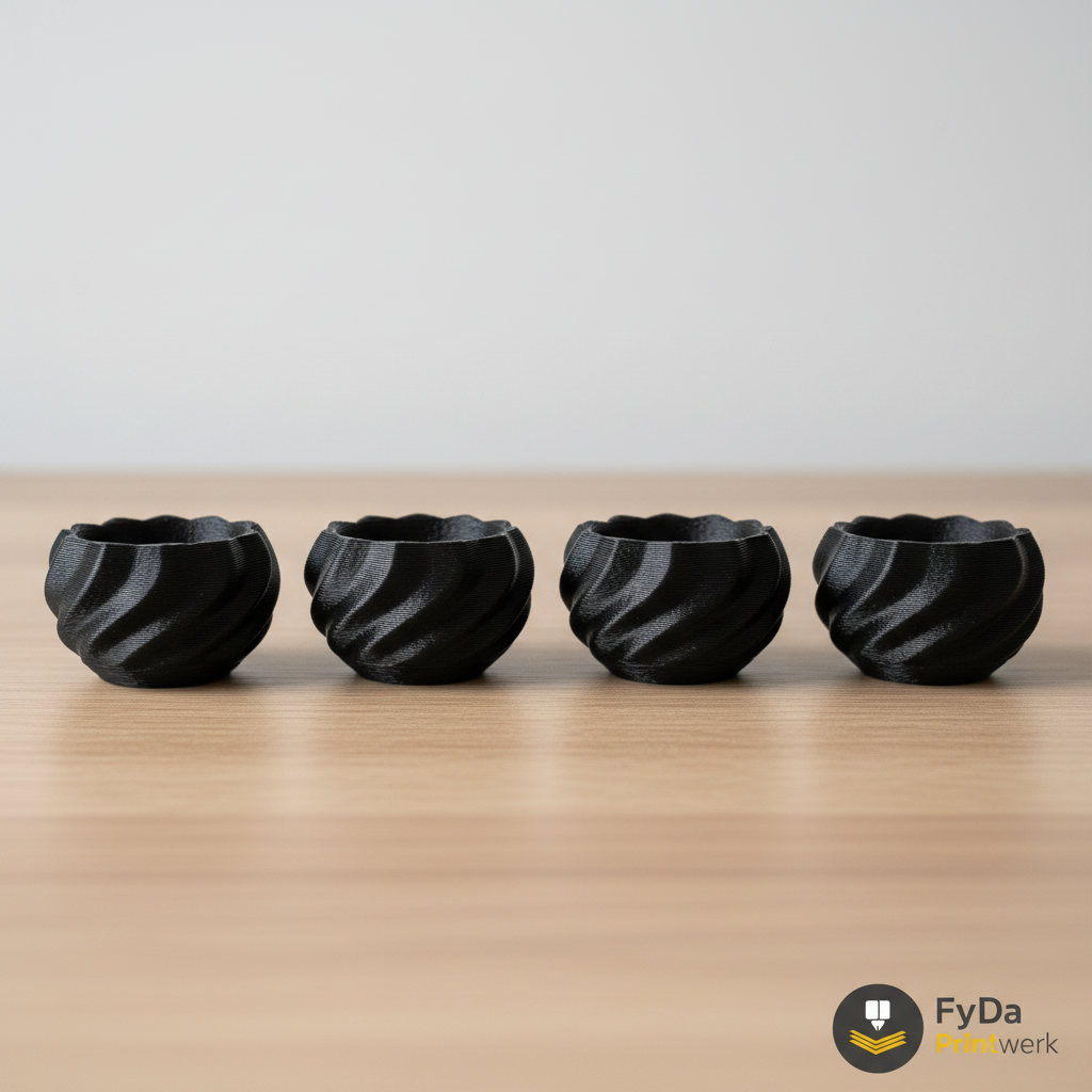 Eierbecher Spiral-Design aus 3D Druck (PLA) – modern & minimalistisch in Weiß oder Schwarz – stapelbar, spuelmaschinenfest bis 50°C