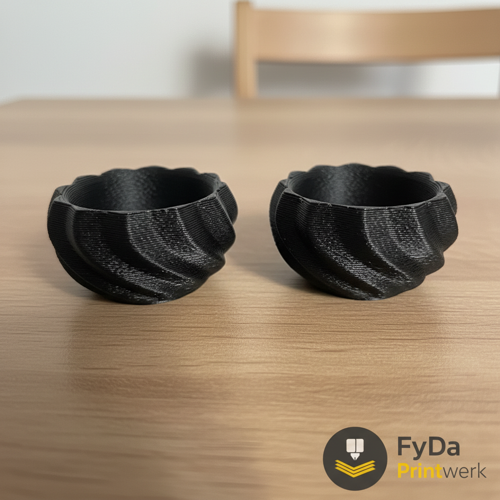 Eierbecher Spiral-Design aus 3D Druck (PLA) – modern & minimalistisch in Weiß oder Schwarz – stapelbar, spuelmaschinenfest bis 50°C
