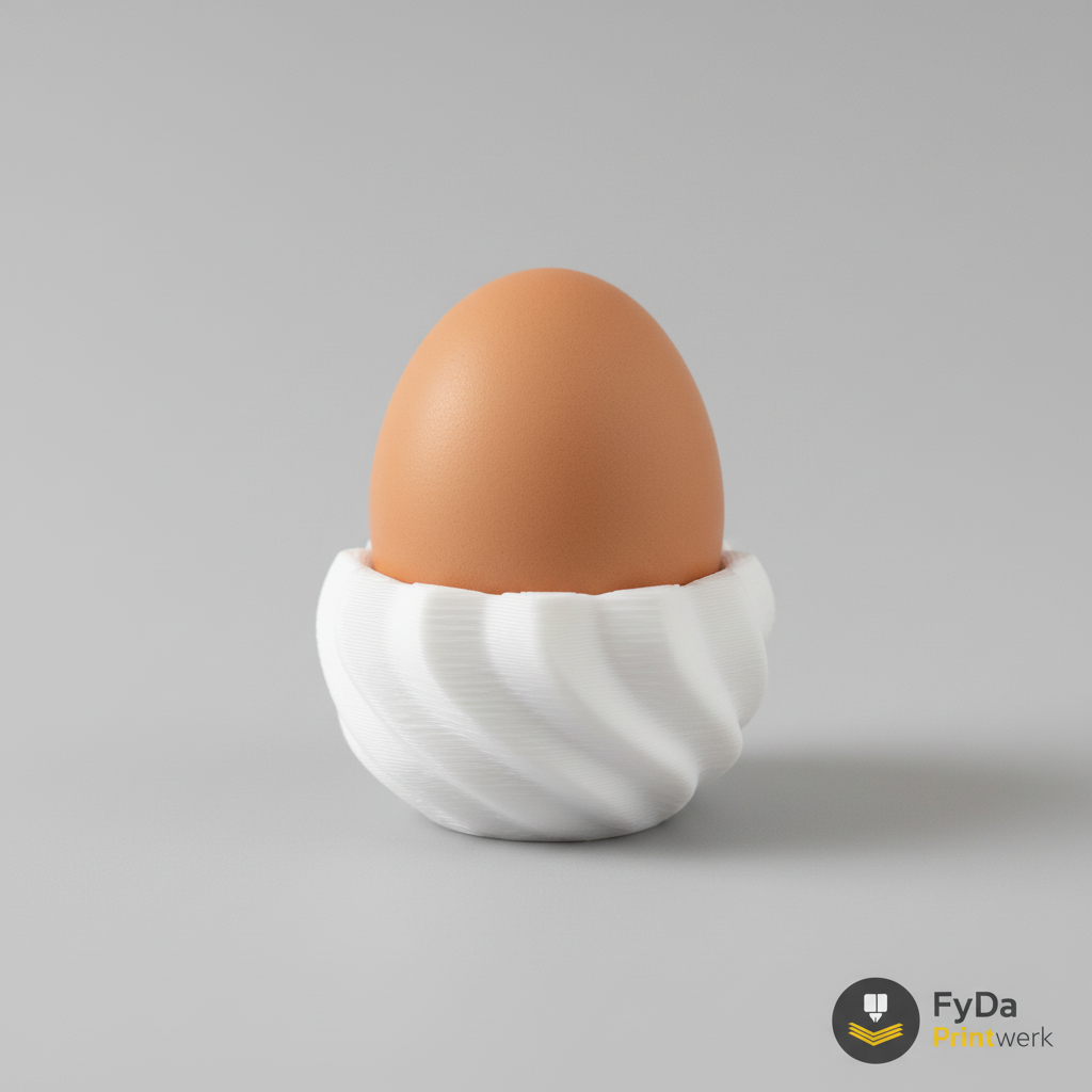Eierbecher Spiral-Design aus 3D Druck (PLA) – modern & minimalistisch in Weiß oder Schwarz – stapelbar, spuelmaschinenfest bis 50°C