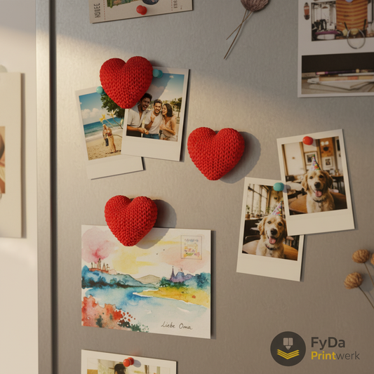 Herz Kühlschrankmagnet 3er Set aus umweltfreundlichem 3D-Druckt, rot, Deko, Geschenk, Muttertag, Valentinstag, Büro, Küche, FyDa Printwerk