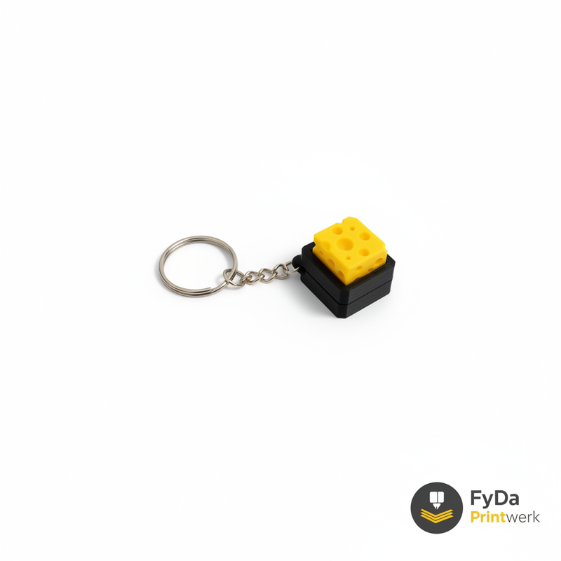 Porte-clés Fidget Clicker Cube de Fromage – Clicker imprimé en 3D en PLA, Gadget EDC pour le soulagement du stress – Cadeau pour le bureau et l'école