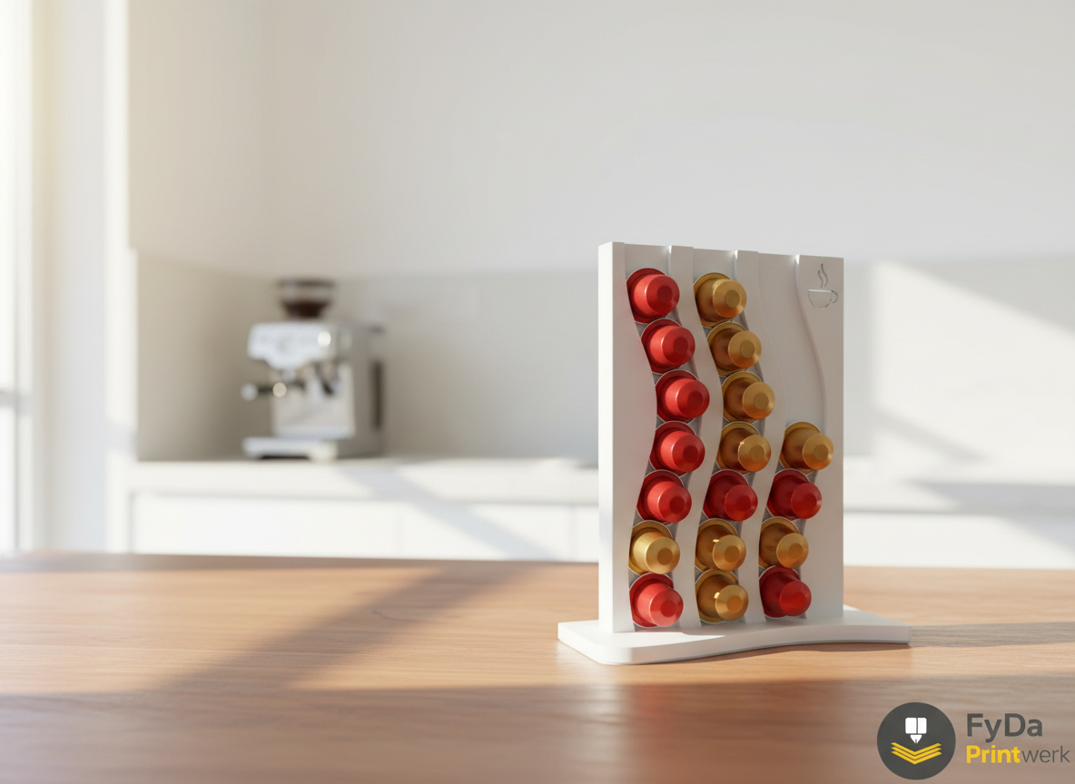 Nespresso Kapselständer für 21 Kapseln aus umweltfreundlichen 3D Druck – Kapselhalter vertikal– Küche Coffee Corner – weiß schwarz beige