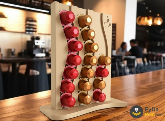 Nespresso Kapselständer für 21 Kapseln aus umweltfreundlichen 3D Druck – Kapselhalter vertikal– Küche Coffee Corner – weiß schwarz beige