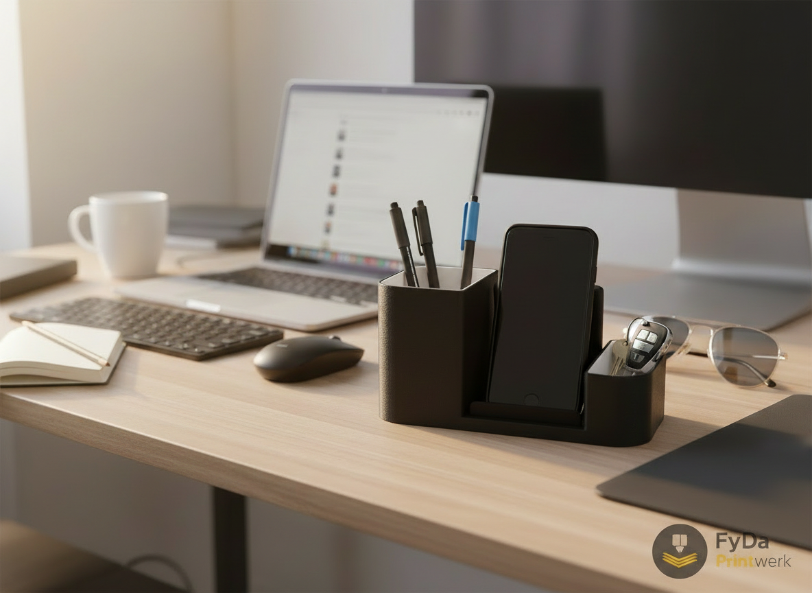 Schreibtisch Organizer mit Handyhalter – Stiftehalter & Ablage, Desk Organizer fürs Homeoffice, Büro, Geschenk Idee, Mitarbeitergeschenk