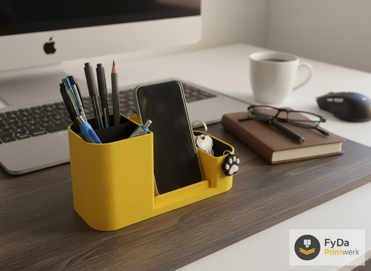 Schreibtisch Organizer mit Handyhalter – Stiftehalter & Ablage, Desk Organizer fürs Homeoffice, Büro, Geschenk Idee, Mitarbeitergeschenk
