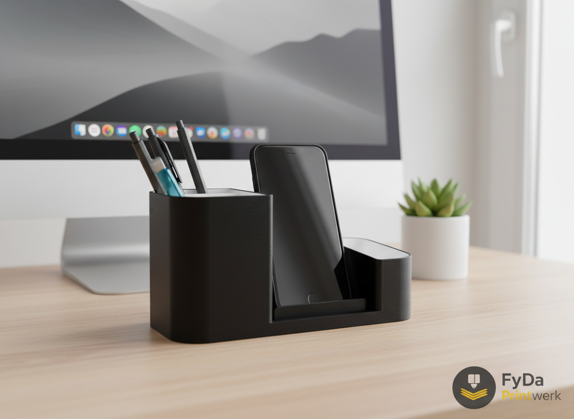 Schreibtisch Organizer mit Handyhalter – Stiftehalter & Ablage, Desk Organizer fürs Homeoffice, Büro, Geschenk Idee, Mitarbeitergeschenk