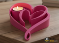 Heart Tealight Holder made from 3D Print (PLA) – Modern Table Decoration, Gift for Valentine's Day & Anniversary – for LED Tealight, 132×134×50 mm