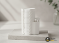 Cotton Pad Holder with Q-Tip Holder - Bathroom Organizer Made from 3D Print (PLA) - Modern with Ribbed Look, Storage for Cotton Pads & Cotton Swabs