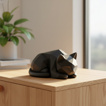 Low Poly Cat Lurking - Modern 3D Print Decor in Black - Minimalist Cat Figurine for Shelf - Gift for Cat Lovers