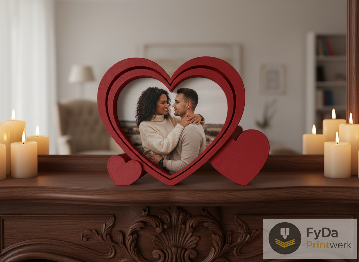 Herz Bilderrahmen (3D-Druck) – romantisches Geschenk für Valentinstag, Hochzeit & Jahrestag