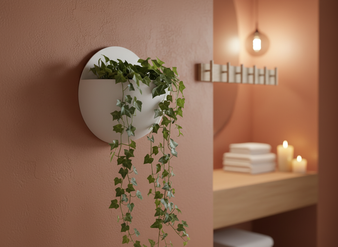Wand Pflanztopf rund 3D Druck Übertopf Wandhalterung Blumentopf minimalistisch Pflanzenhalter schwarz weiß