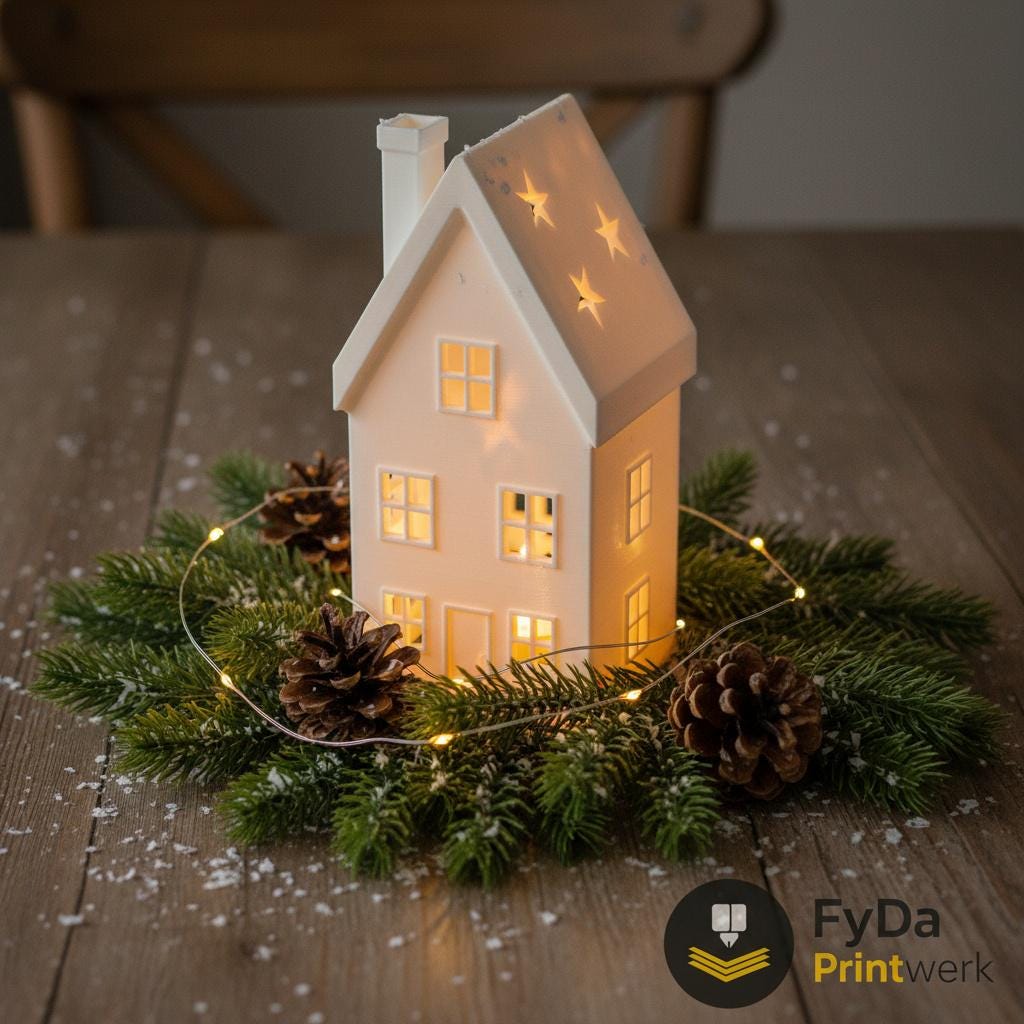 Winterhaus 3D-Druck als Fensterbank Deko