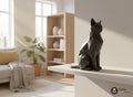 Sitzende Low-Poly Katze aus 3D-Druck in Schwarz