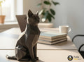 Minimalistische Katzenfigur im facettierten Low-Poly-Design