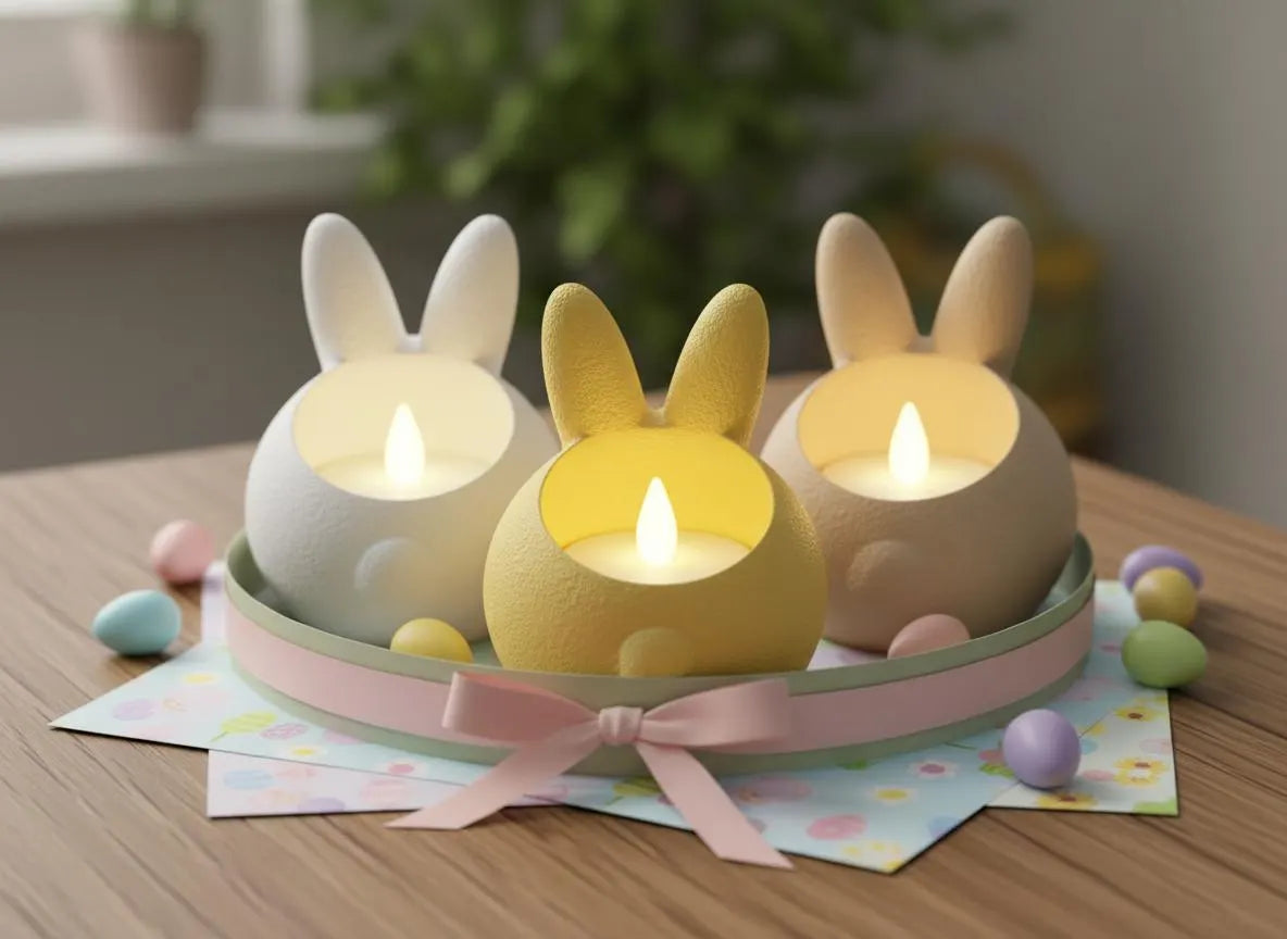 Oster Teelichthalter Hase 3er‑Set – moderne Tischdeko für Ostern (3D‑Druck)