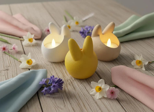 Oster Teelichthalter Hase 3er‑Set – moderne Tischdeko für Ostern (3D‑Druck)
