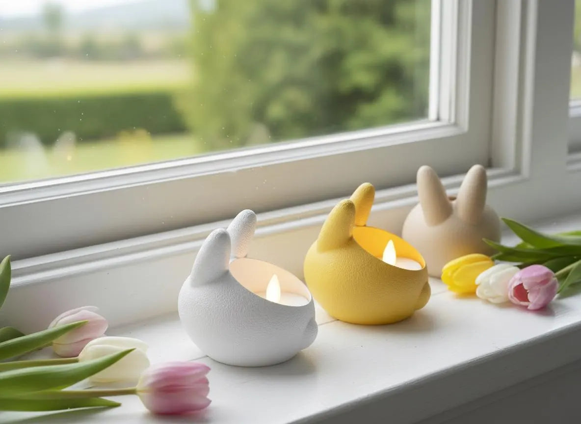 Oster Teelichthalter Hase 3er‑Set – moderne Tischdeko für Ostern (3D‑Druck)