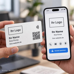 Personalisierte Kontaktkarte mit NFC und QR-Code im Set