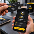 Personalisierte NFC Visitenkarte mit Logo und QR-Code von FyDa Printwerk
