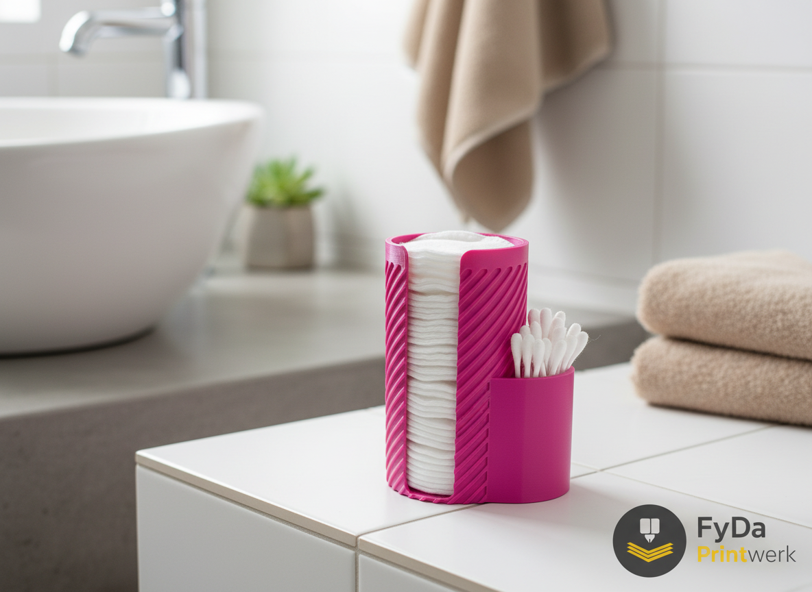 Wattepadhalter mit Q-Tip Halter – Badezimmer Organizer aus 3D Druck (P – FyDa Printwerk